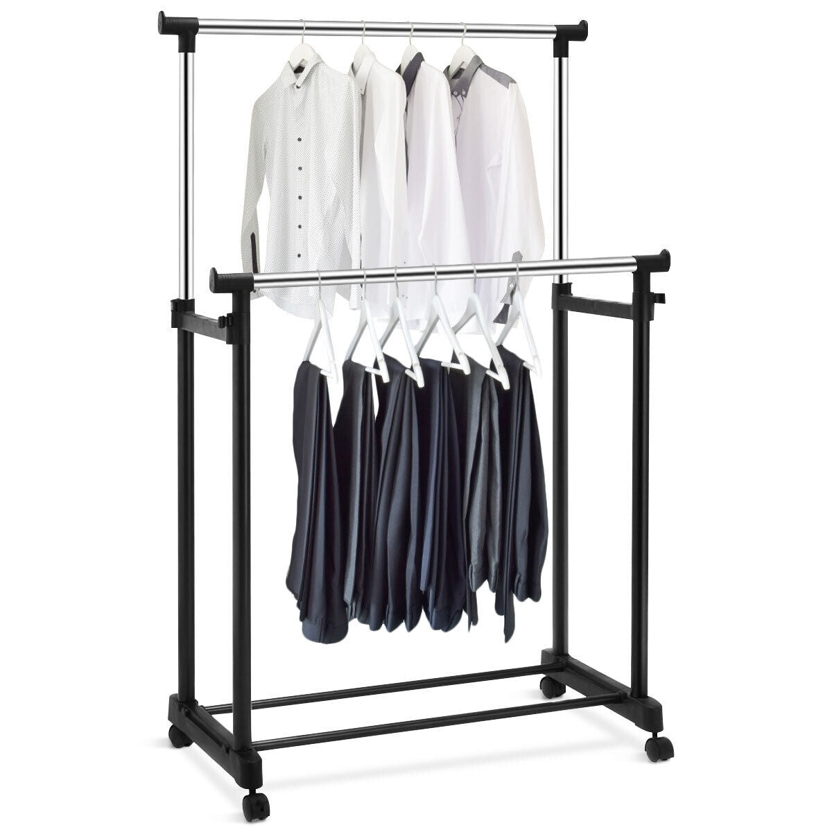 Giantex Rolling Clothes Garment Rack Mobile Adjustable Clothing Drying Rack