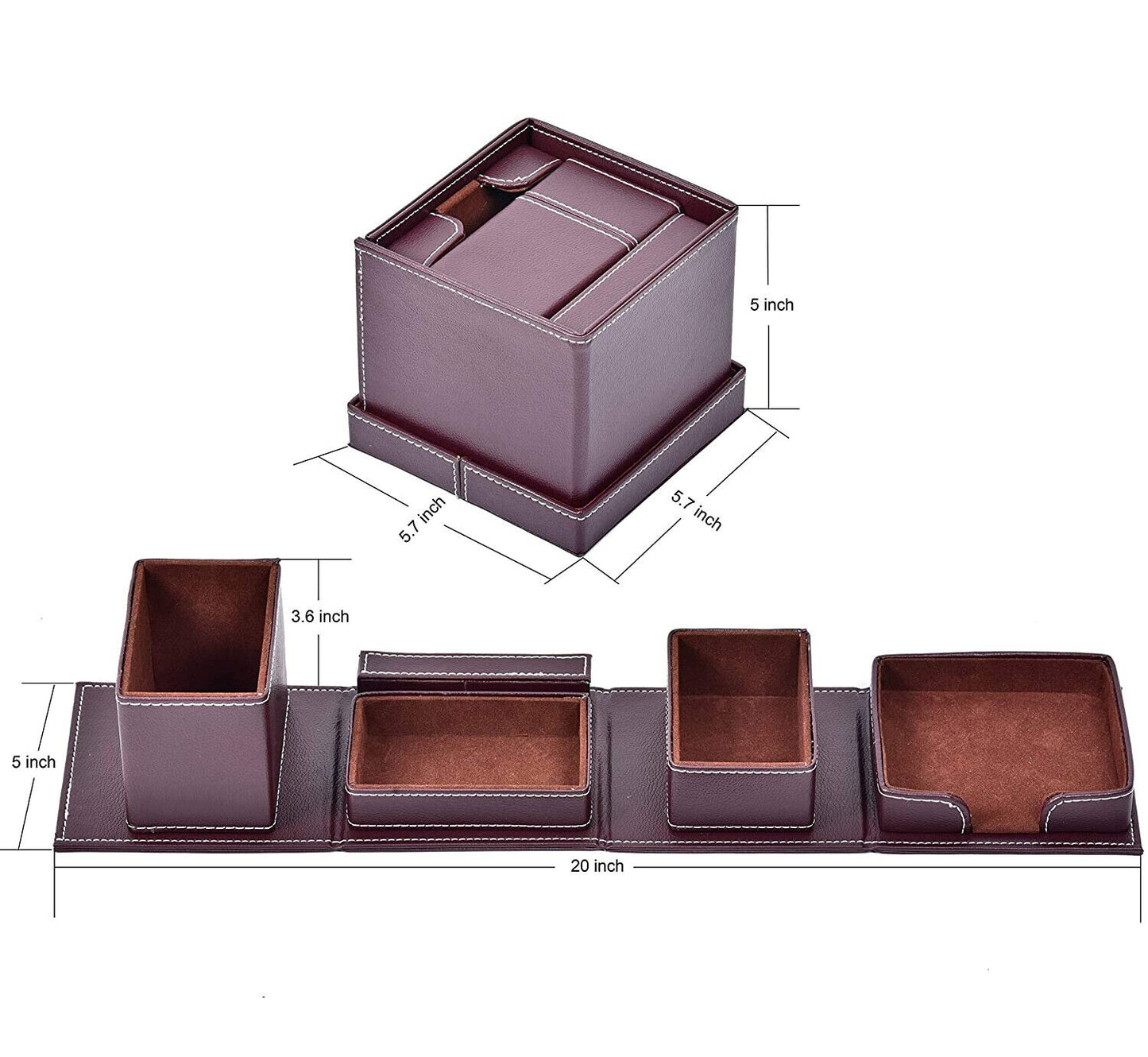 Foldable PU Leather Smart Desktop Table Stationery Organiser Office Storage