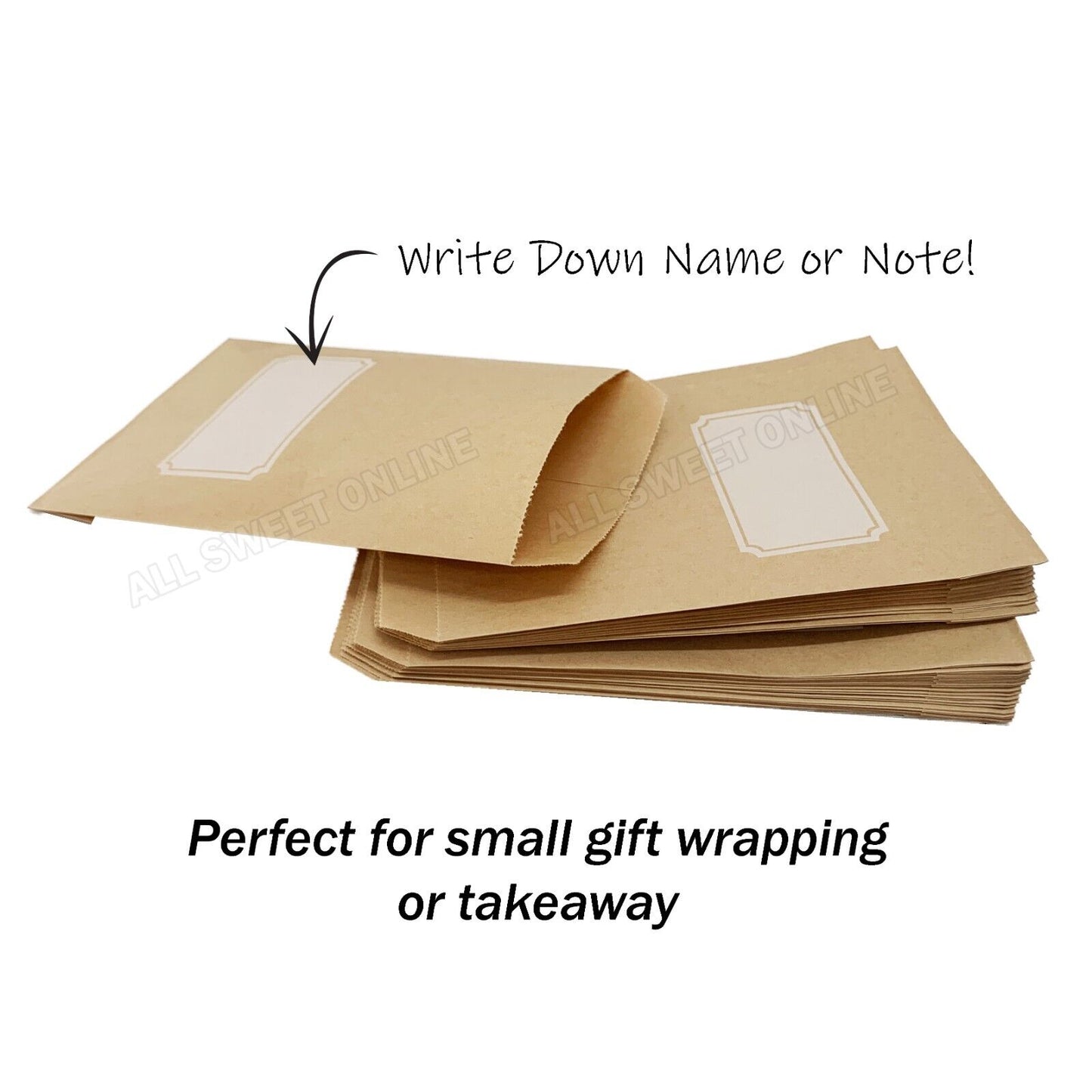 60x Brown Kraft Party Favour Bags Lolly Gift Wedding Paper Small Take Away Food