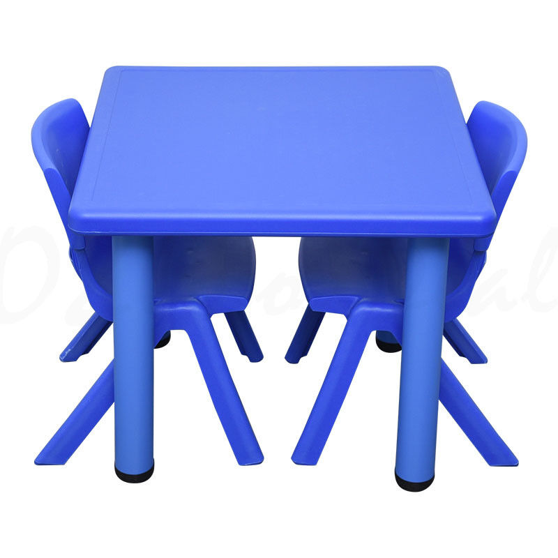 Kids Toddler Children Square Activity Blue Table and 2 Blue Chairs 60x60cm S