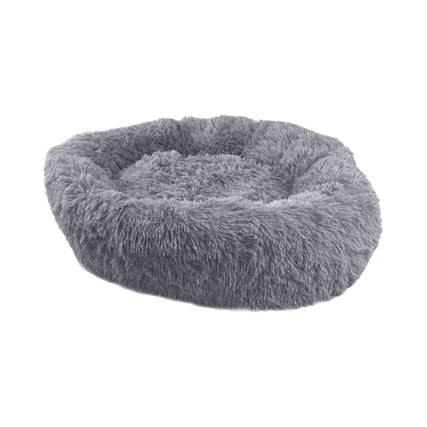 Floofi Calming Pet Bed Round Soft Comfy Plush Sleeping Washable 80cm Grey