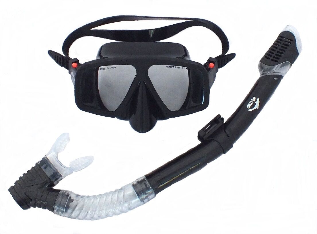 Frameless Mask & Dry Snorkel - Silicone Set WIL-DS-10B Snorkeling/Scuba Diving