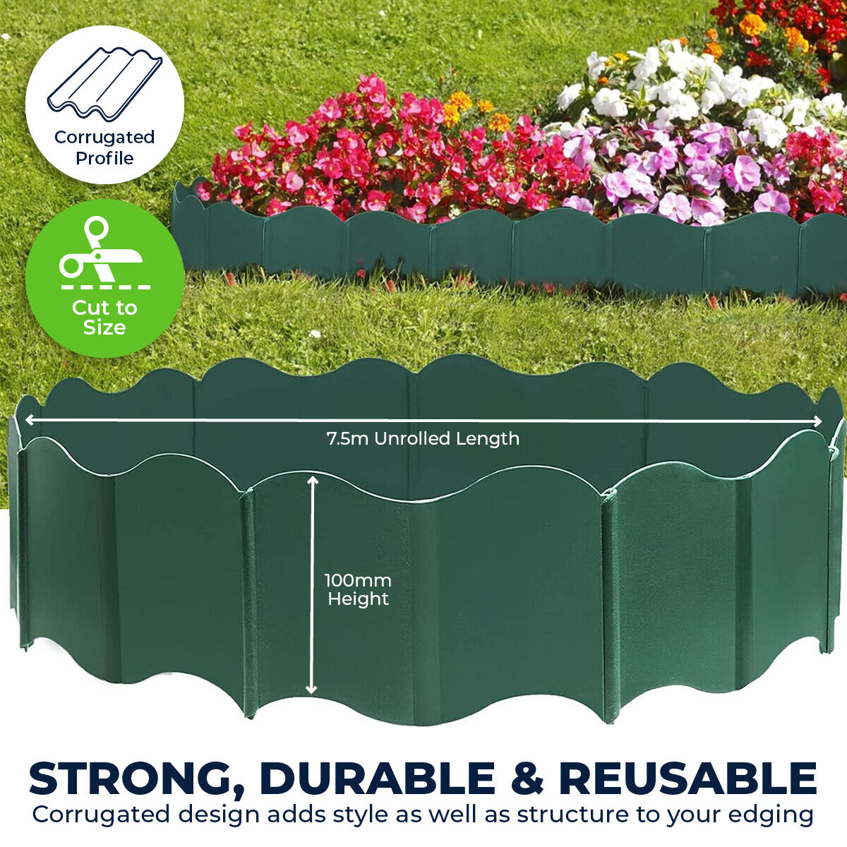 12PCE 7.5m Corrugated Garden Bed Edging Reusable Size Adjustable