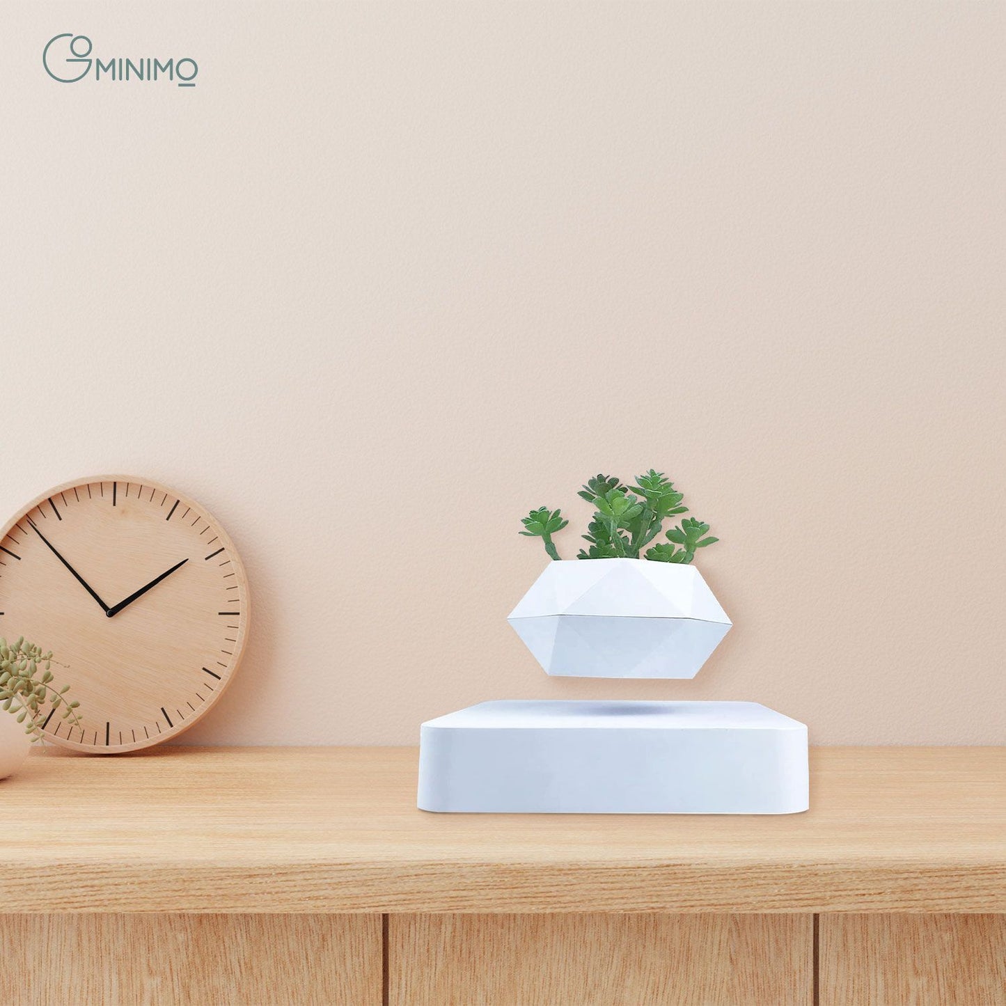 GOMINIMO Magnetic Levitating Plant Pot for Indoor Home Garden White