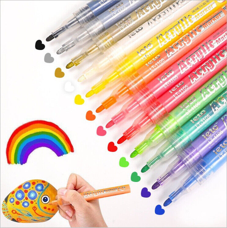 18 Colors Acrylic Paint Pen 1mmTip Waterproof DIY Craft Art Painting Drawing Set