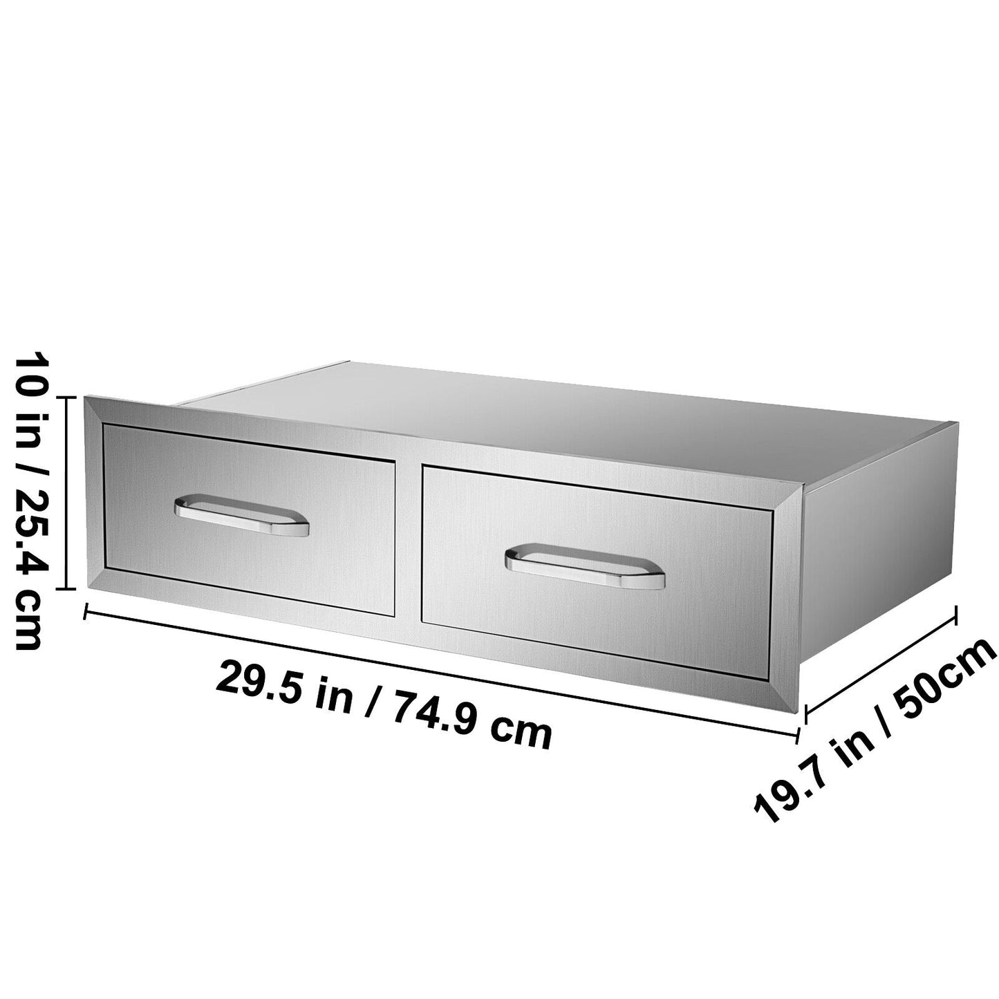 BBQ Drawer 30x20x10" Double Horizontal Drawers Flush Style Outdoor Kitchen