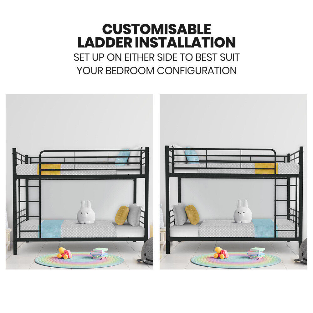 KINGSTON Metal Bunk Bed Frame Single Modular Twin Kids Childrens Furniture 2in1