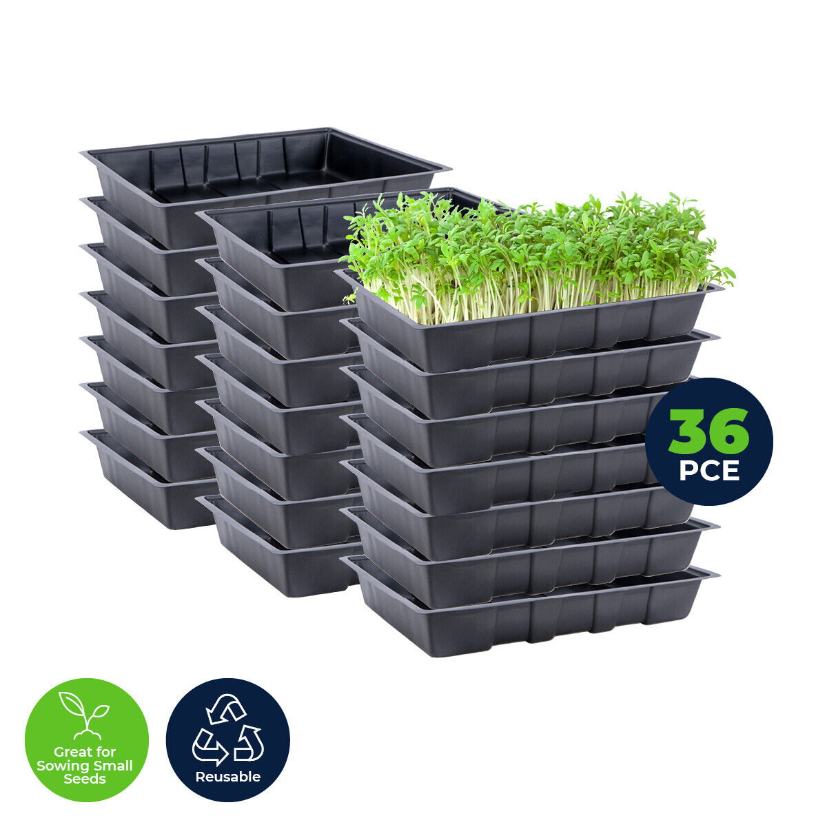 36PCE Seedling Trays Lightweight Durable Reusable 24 x 35.5cm