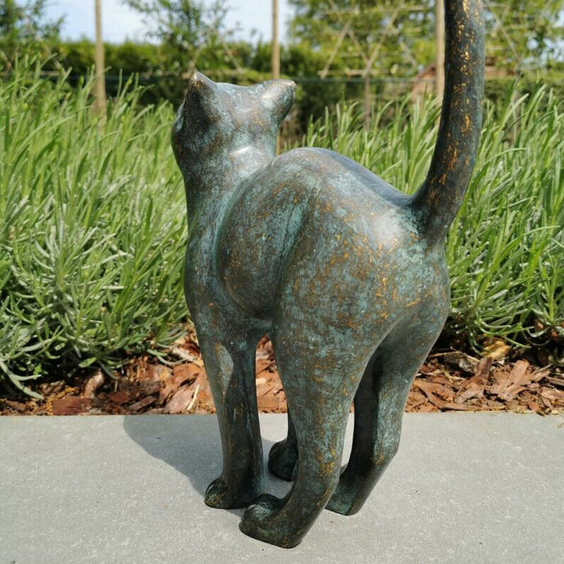 Beautiful Cat Statue With Rounded Back Garden Decor Outdoor Resin Ornament Gift