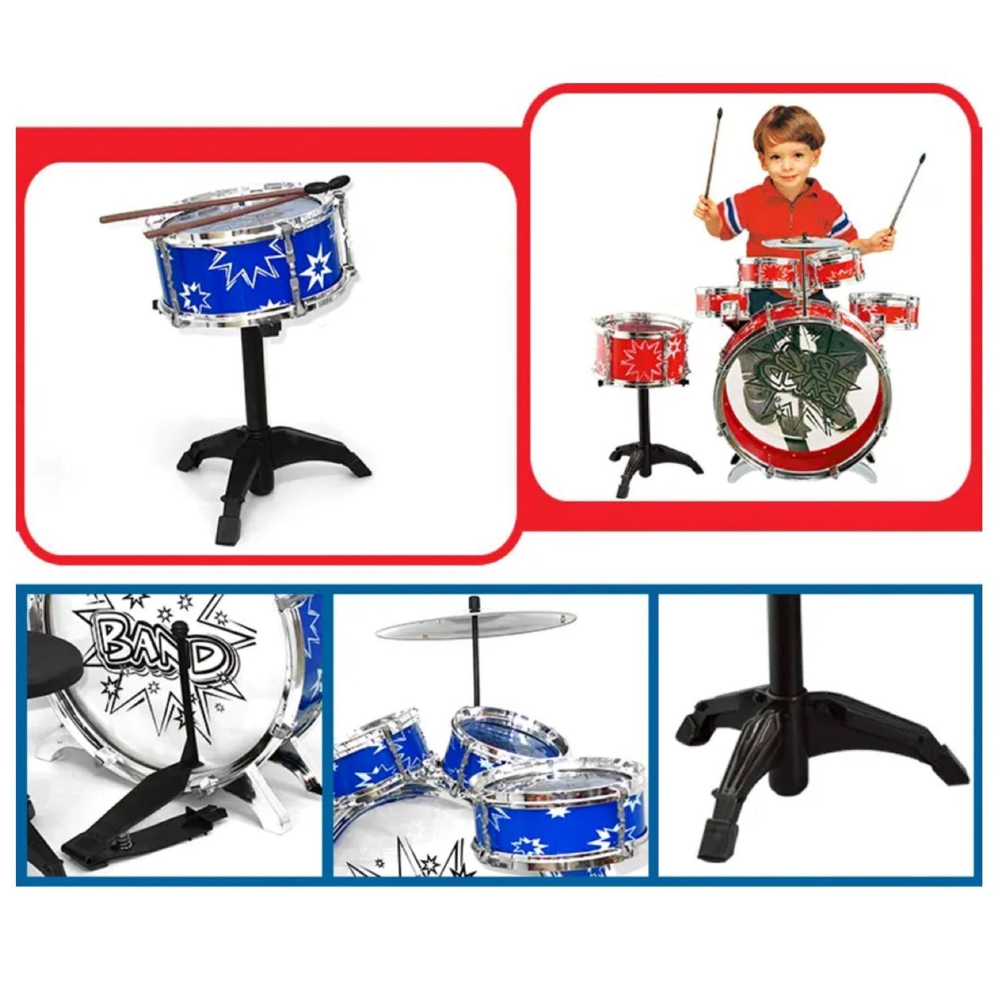 Gominimo Kids 6pcs Drum Set with Drummer Seat (Red) GO-KDS-100-BHP