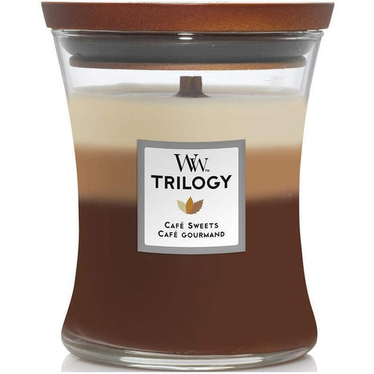 WoodWick Cafe Sweets Trilogy Medium Candle Crackles as Burns 275G Hourglass