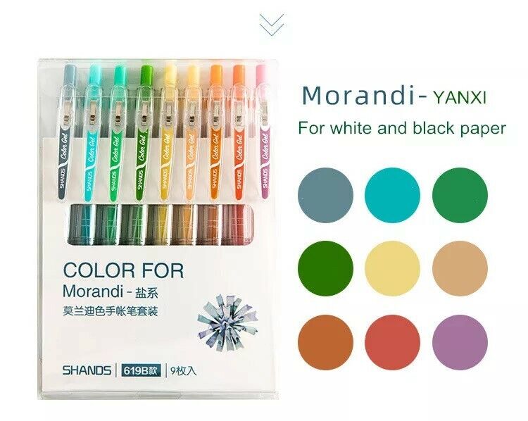 9 Morandi Color Gel Ink Pen 0.5mm Retractable Writing Drawing For Diary Journal