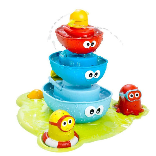 Yookidoo Battery Easy-To-Operate Kids Baby Bath Toy Stack N Spray Tub Fountain