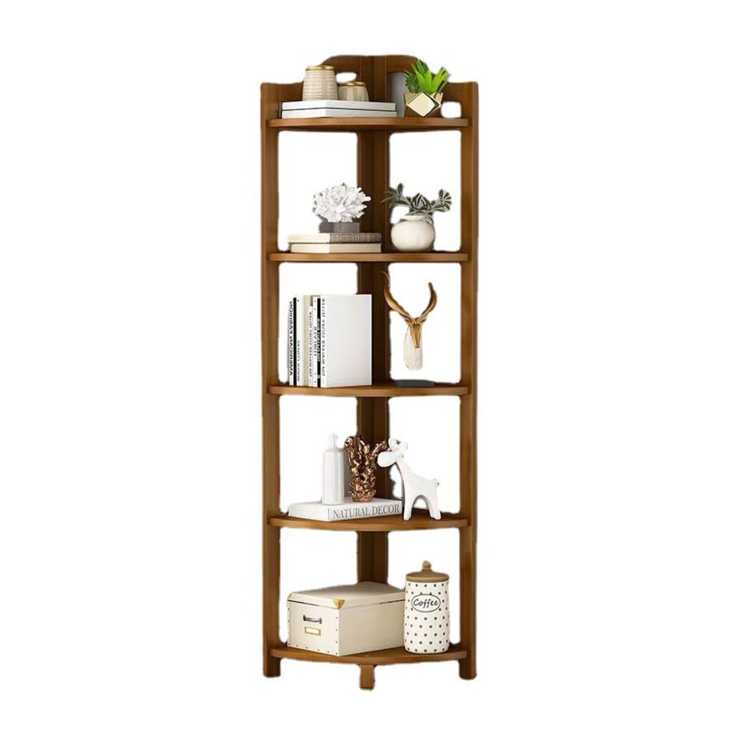 Gominimo Bamboo Corner Shelf 5 Tier Versatile Eco-Friendly Bamboo Material