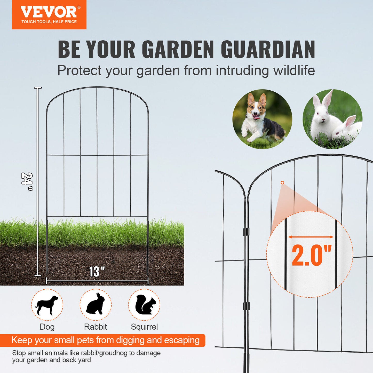 Garden Fence No Dig Fence 24''(H)x13''(L)Animal Barrier Fence 10 Pack