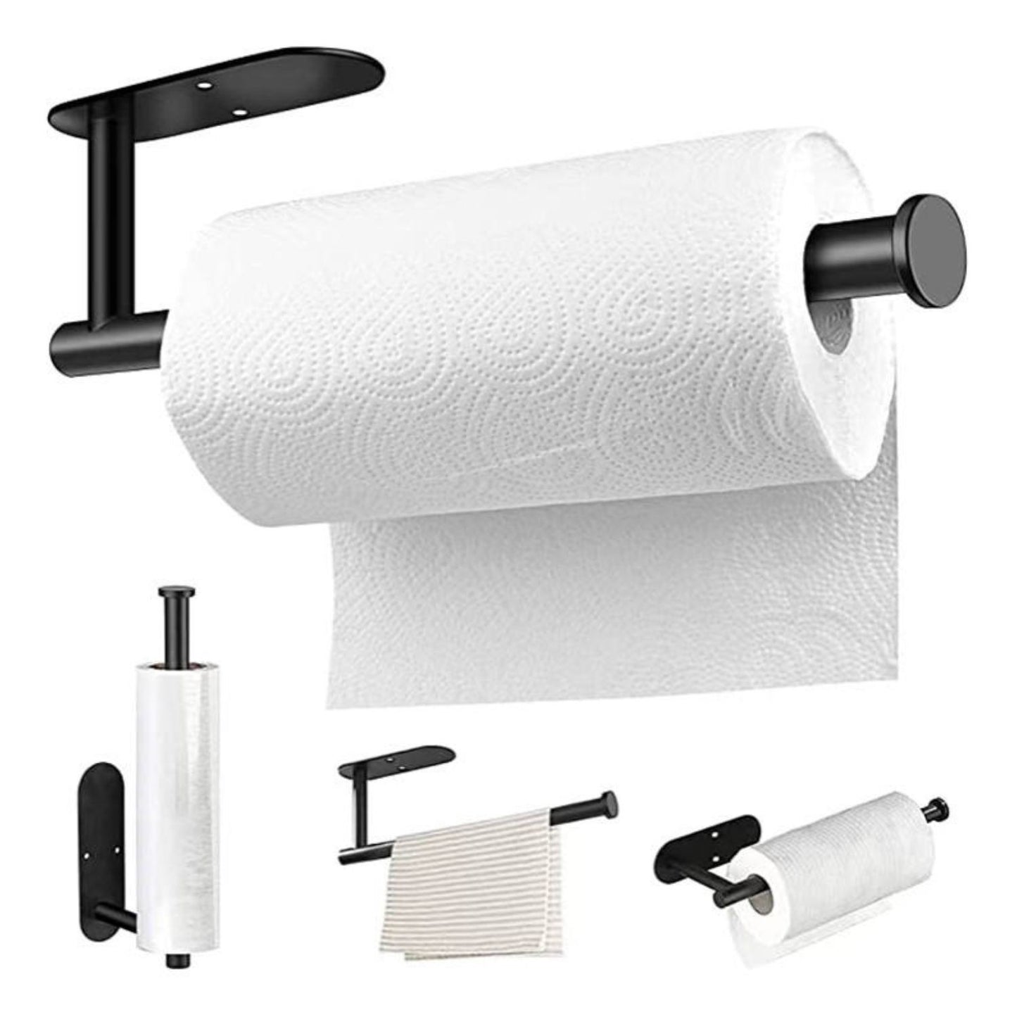 Gominimo Self-Adhesive or Drilling Paper Towel Holder Wall Mounted Black