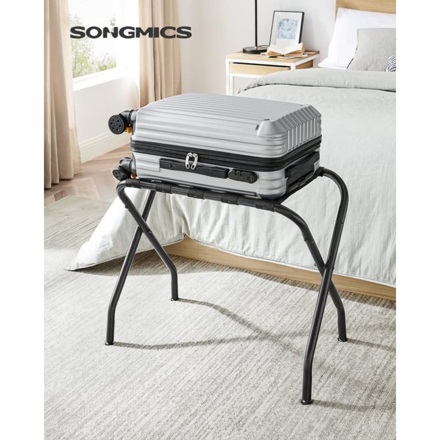 SONGMICS Steel Folding Luggage Rack 1 Pack Black RLR64B