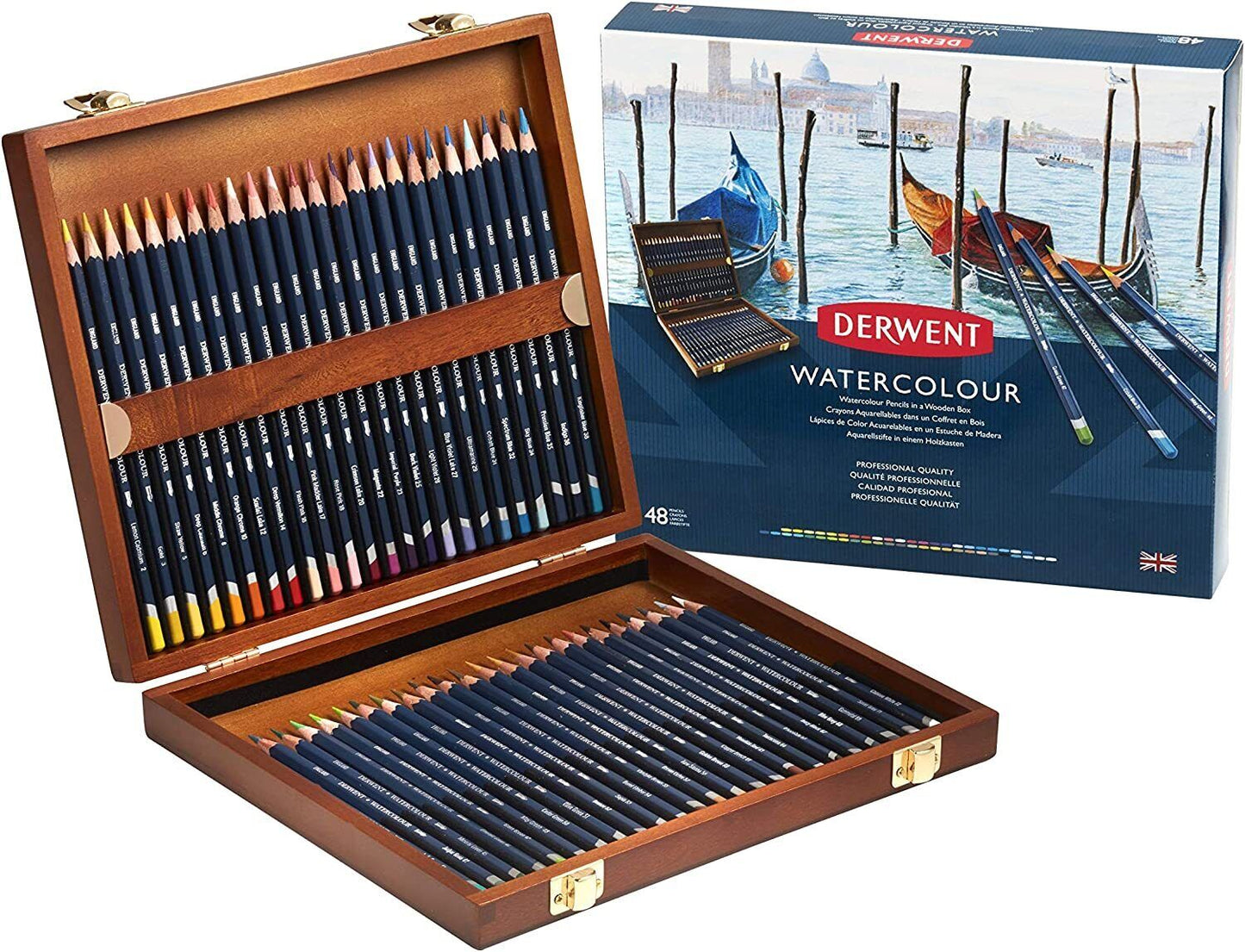 Derwent Watercolour Pencils Wooden Box 48 Assorted R0700758