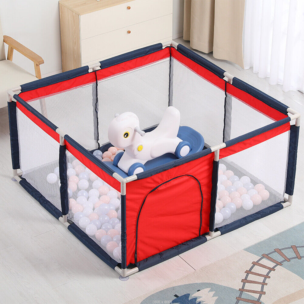 Foldable Baby Playpen Fabric Safety Gate Toddler Fence Kid Play Pen Yard Size S