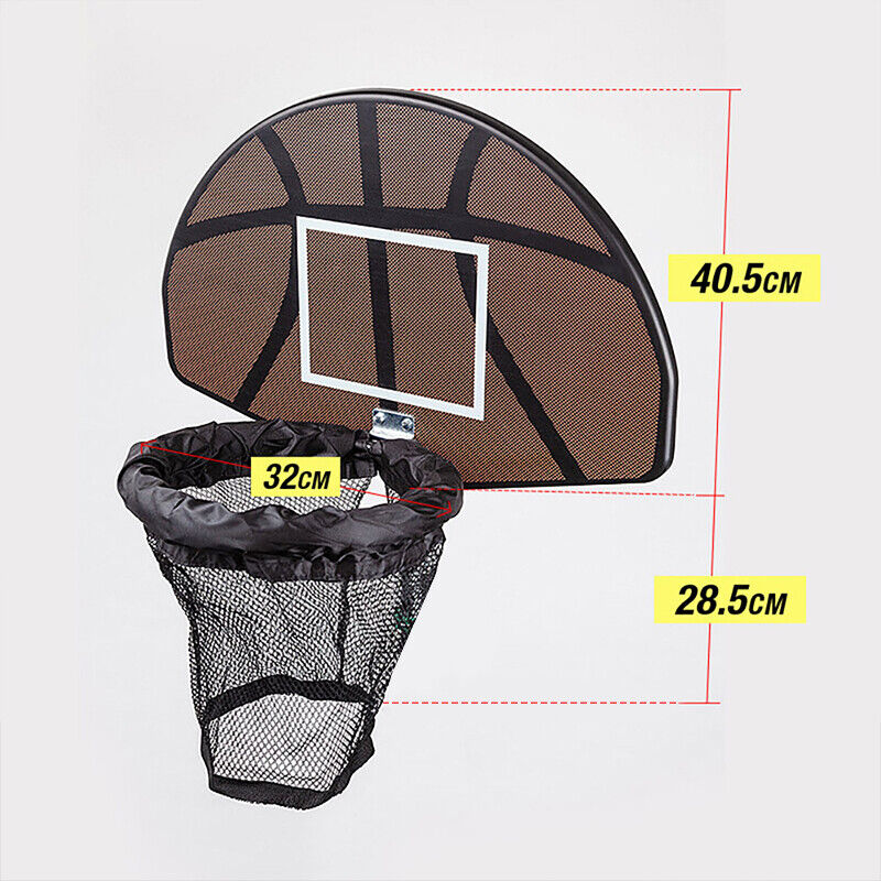 Trampoline Basketball Hoop Ring Backboard Ball Set Fits 10/12/14/15/16 ft