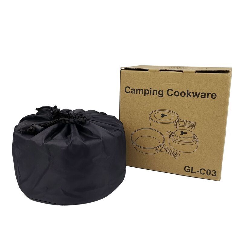 Camping Cookware Set Outdoor Hiking Cooking Pot Pan Portable Picnic Orange