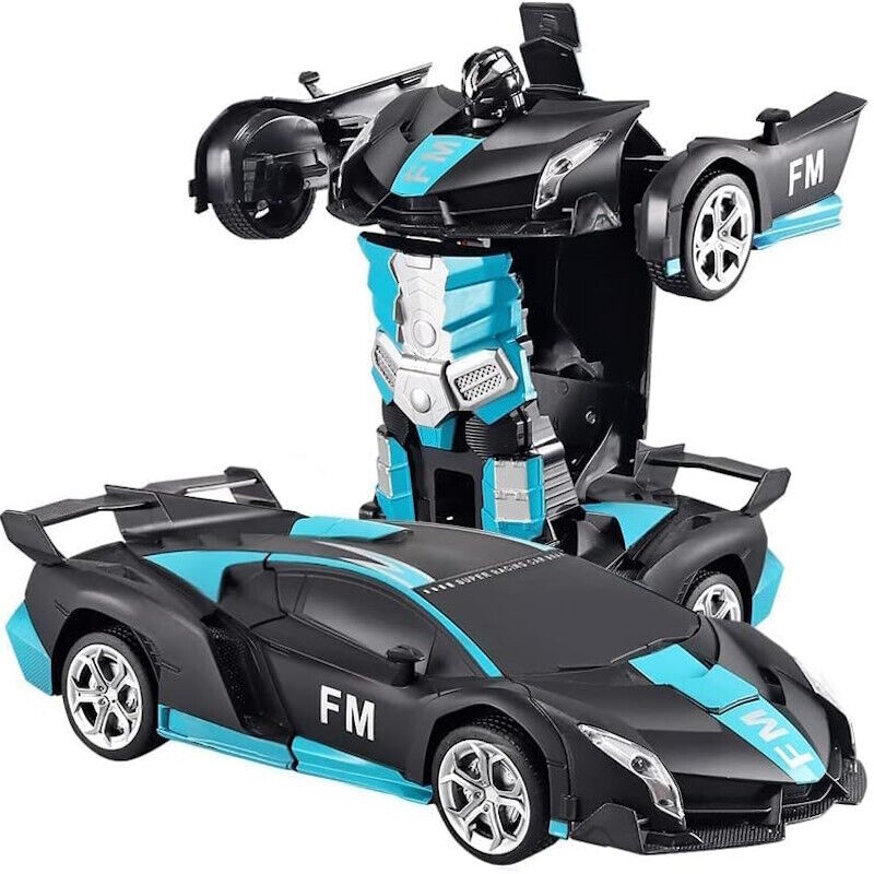 Gominimo Transform Car Robot Sport Car with Remote Control (Black Cyan)