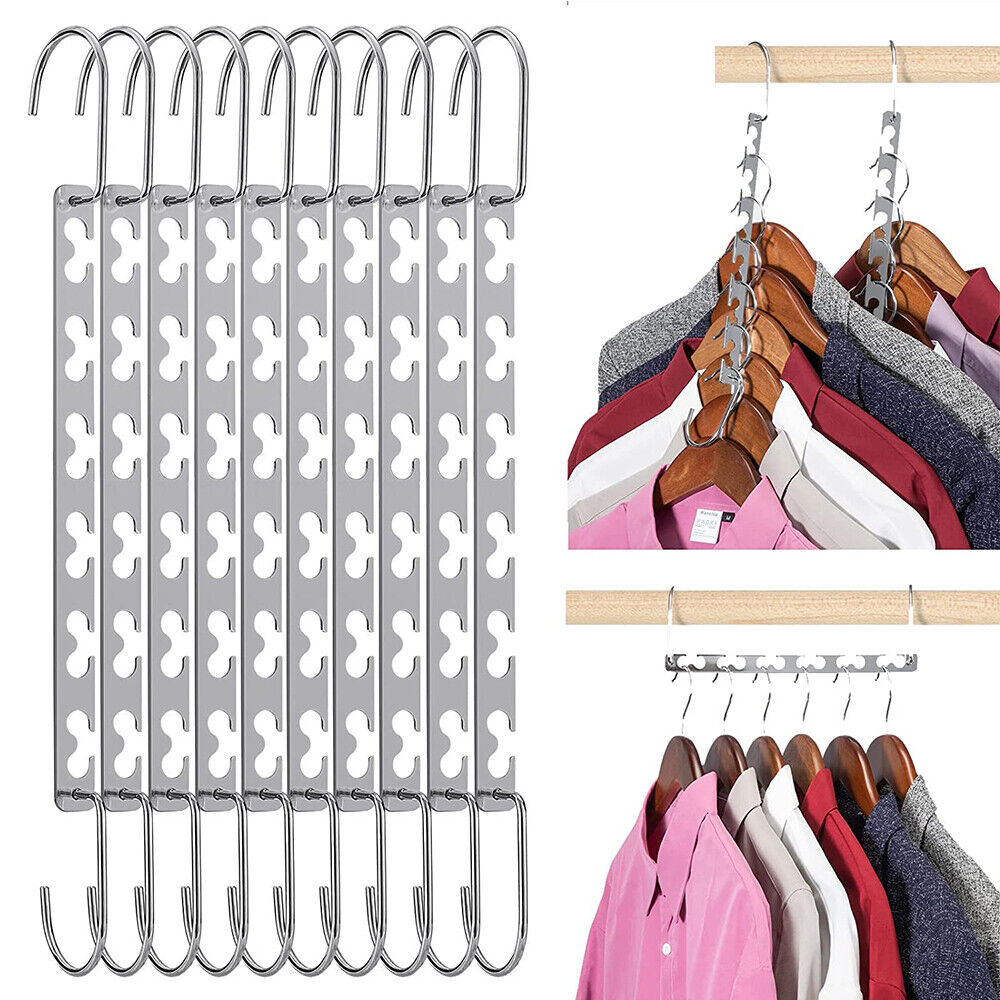 Clothes Hanger Space Saving Hook Folding Wardrobe Multipurpose Rack Coat Pants
