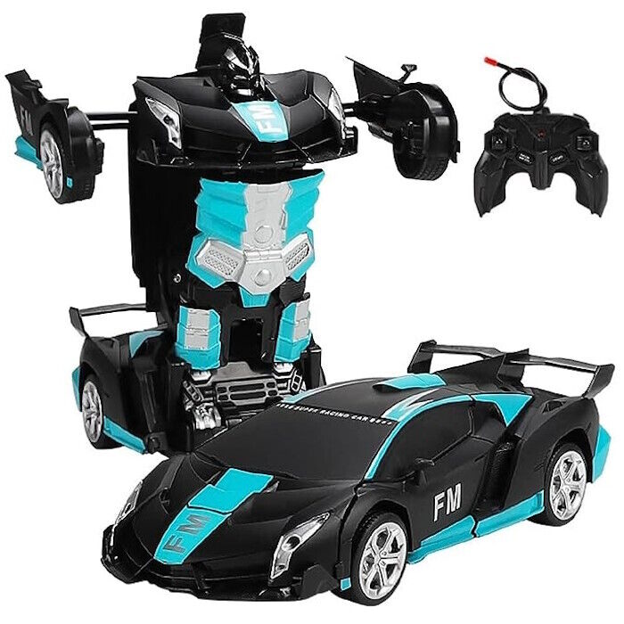 Gominimo Transform Car Robot Sport Car with Remote Control (Black Cyan)