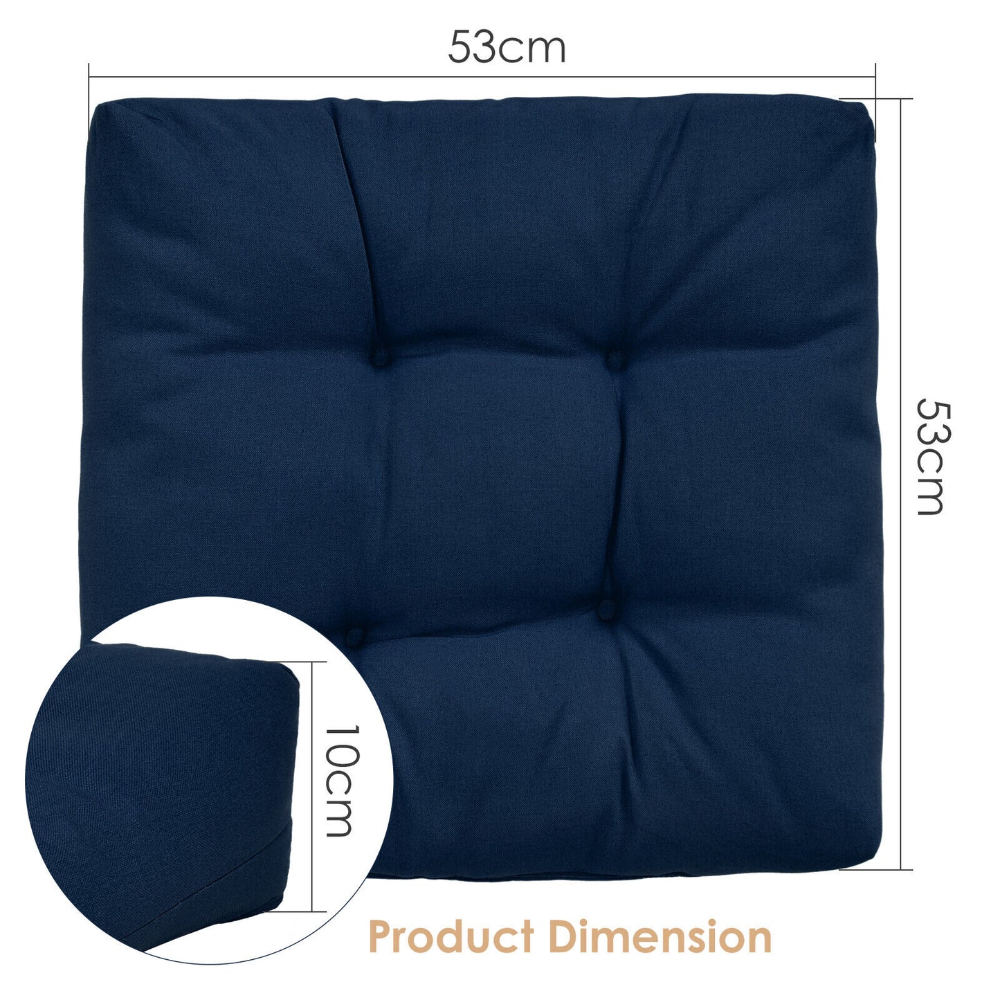 Giantex 2PCS 53 x 53 CM Patio Chair Seat Cushion Pads Indoor/Outdoor Navy