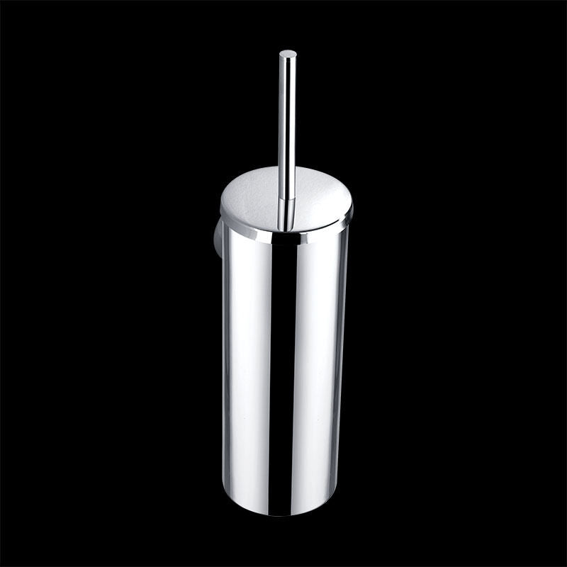 Bathroom Round Full Chrome Toilet Brush Holder Wall Mounted Brass Chrome