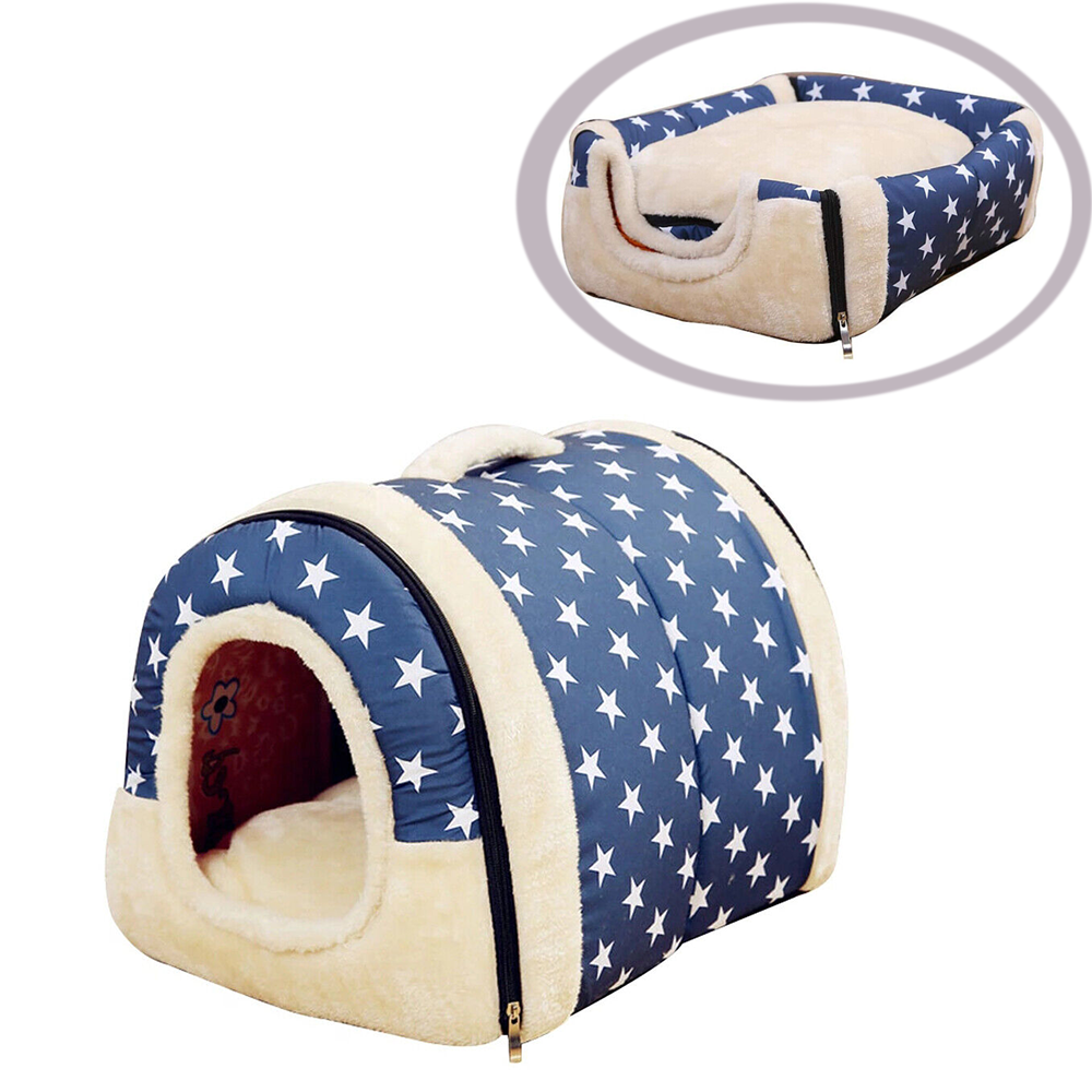 Pet Dog House Kennel Soft Igloo Cave Cat Puppy Bed Doggy Warm Cushion Fold