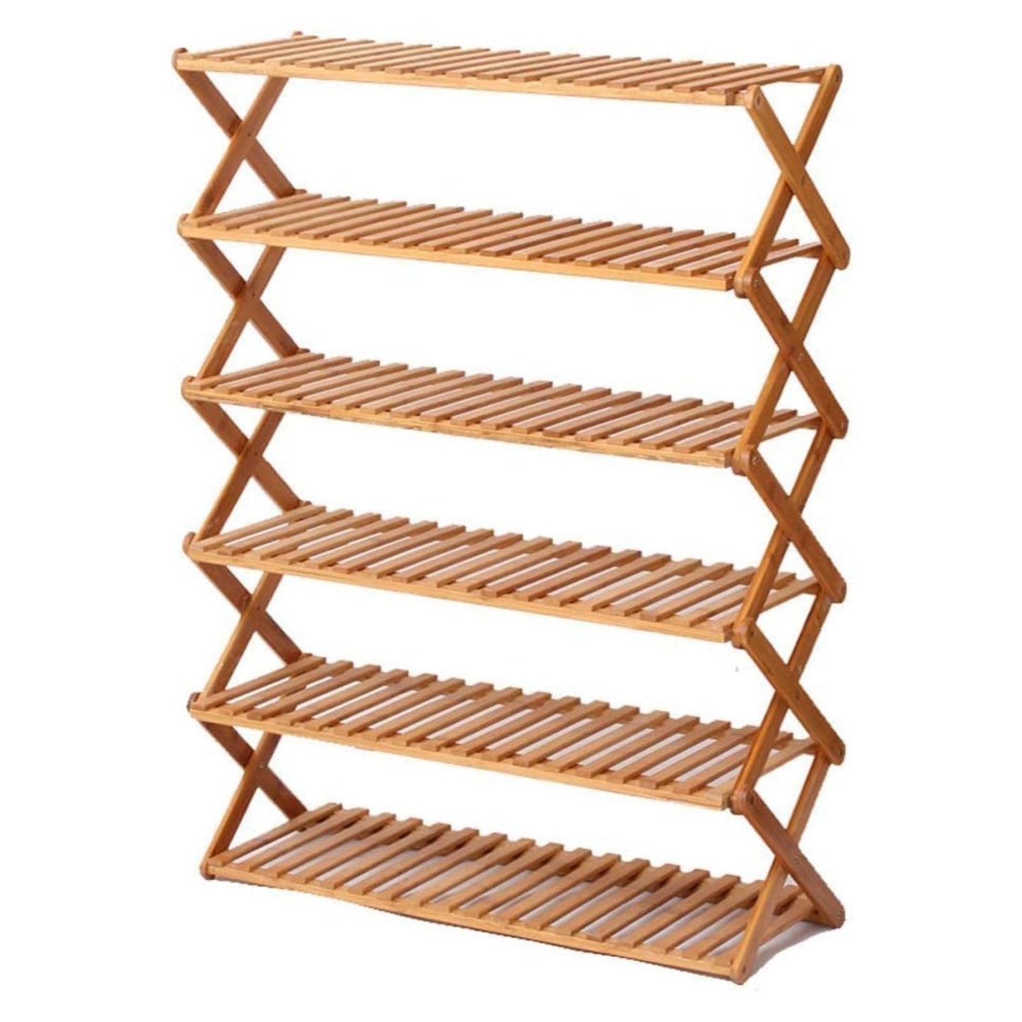 EKKIO 6 Tier Foldable Bamboo Shoe Rack