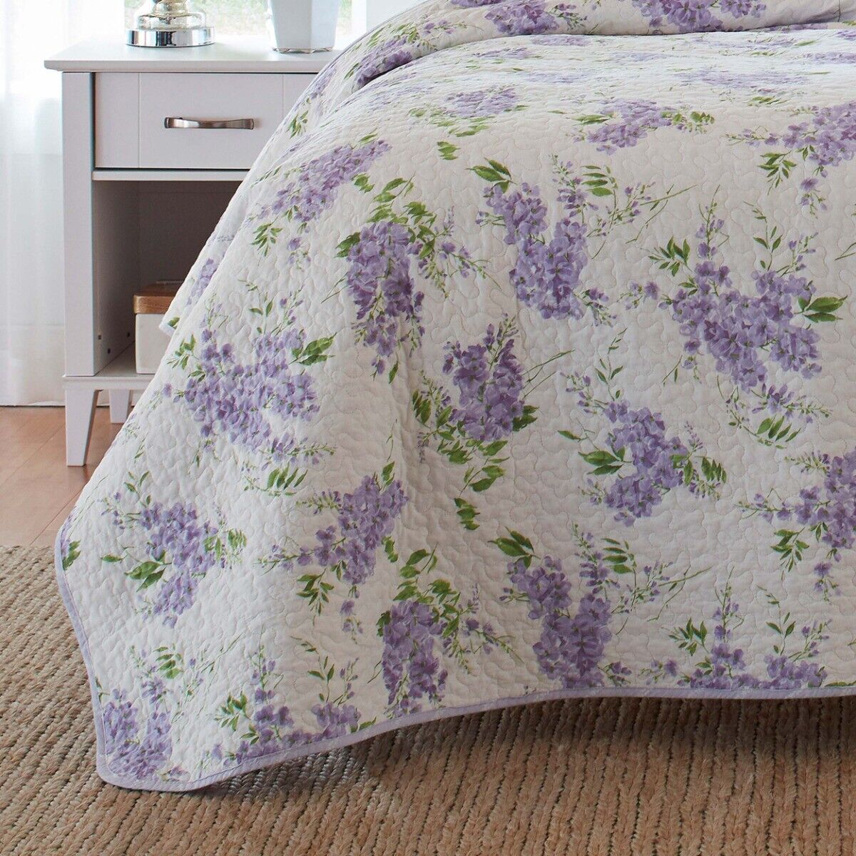 Laura Ashley Keighley Printed Coverlet Set -Lilac