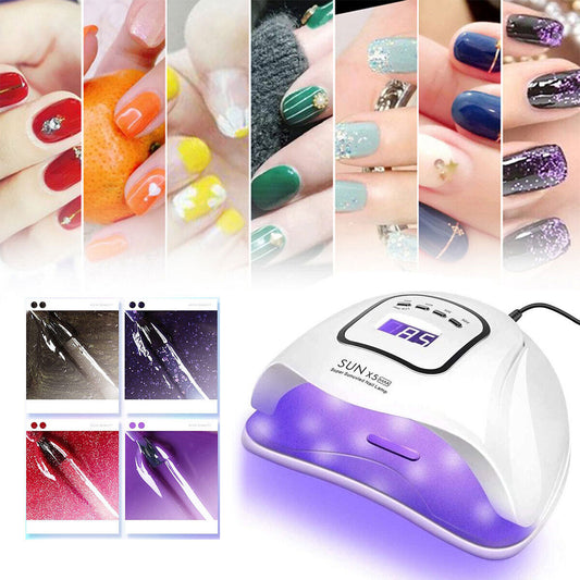 110Pcs Gel Nail Starter Polish Full Kit Acrylic Liquid UV Lamp Dryer Art Set