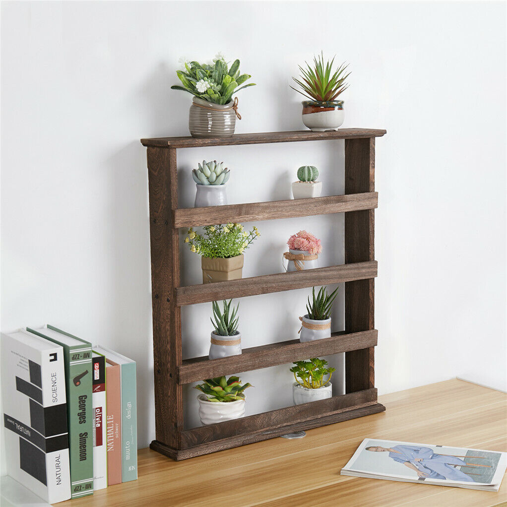 4 Tier Wood Spice Rack Storage Shelves Countertop Storage Organiser for Kitchen