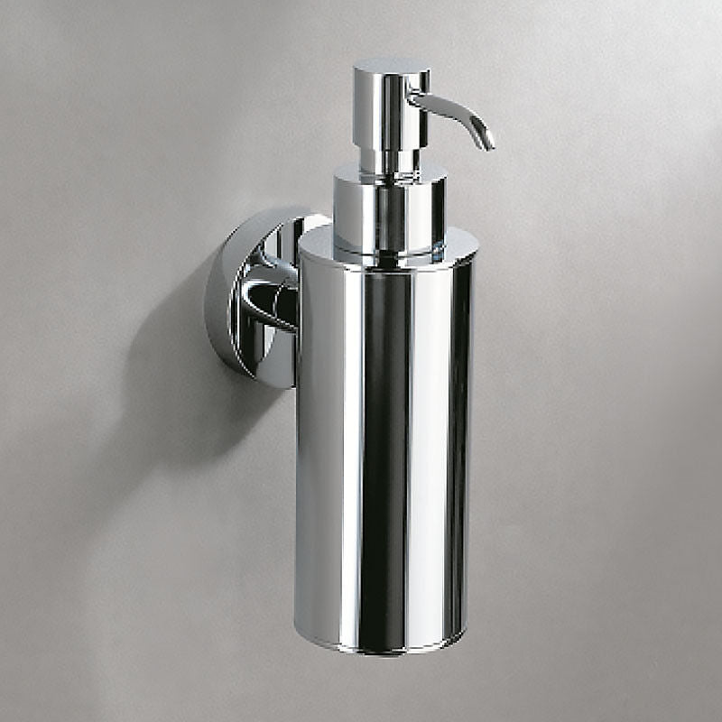 Bathroom Round Full Chrome Soap Dispenser Holder Wall Mounted Brass Chrome