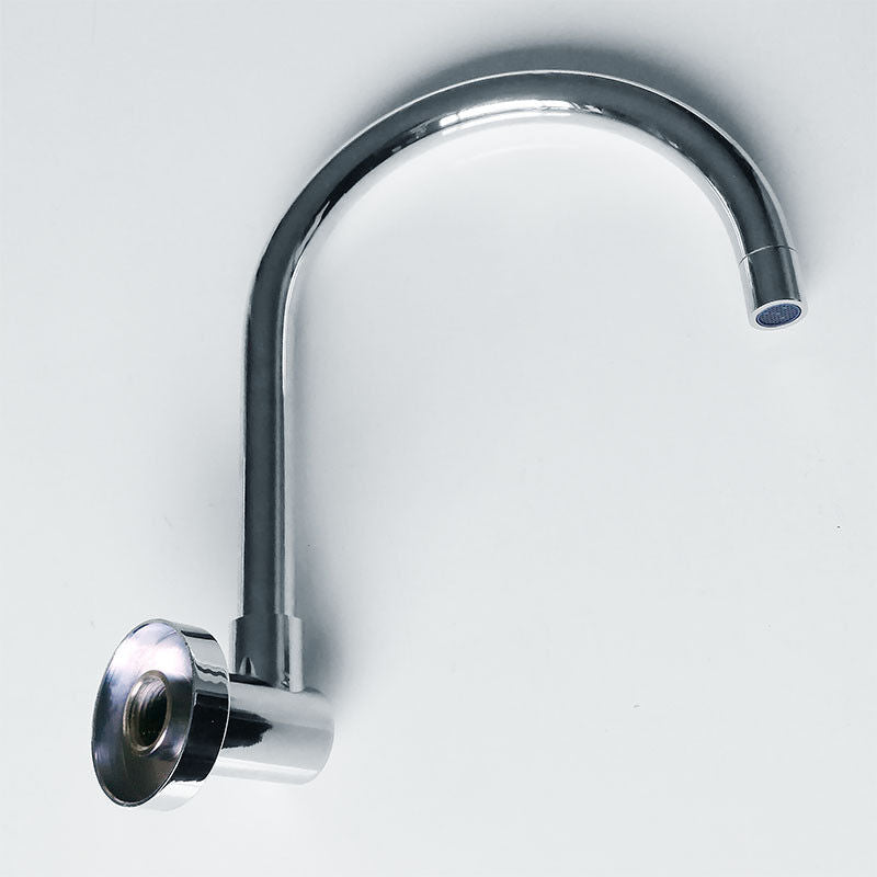 Round Gooseneck Wall Swivel Spout Laundry Kitchen Sink Brass Chrome LNZ06