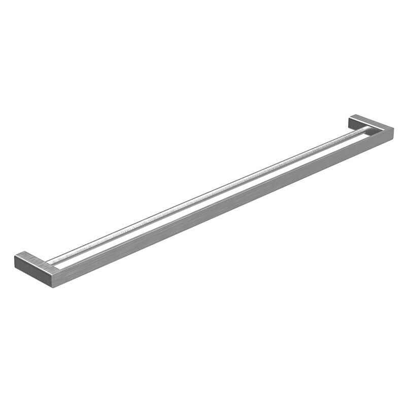 Brushed Nickel 800mm Soft Rounded Square Double Towel Rail Brass Wall Mounted