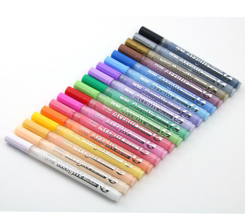 12 Colors Acrylic Paint Pens 1mm Tip Waterproof Metal Glass Rock Wood Plastic