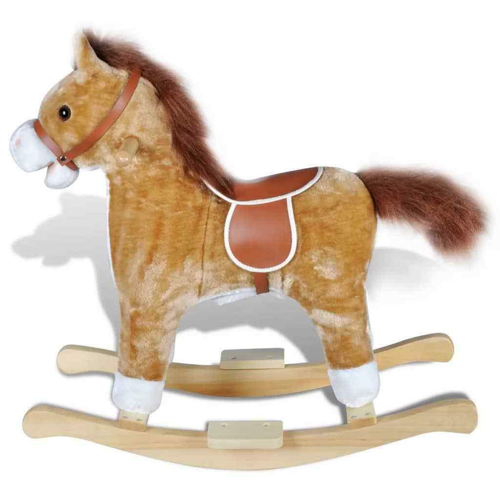 Kids Childrens Toddler Plush Toy Fun Play Ride on Rocking Horse Animal - Brown