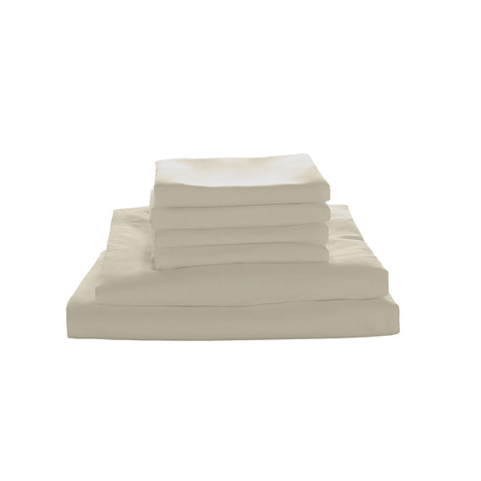 1000TC Ultra Soft 4 Pc Flat & Fitted Bed Sheet Set Pillowcases Queen Cream
