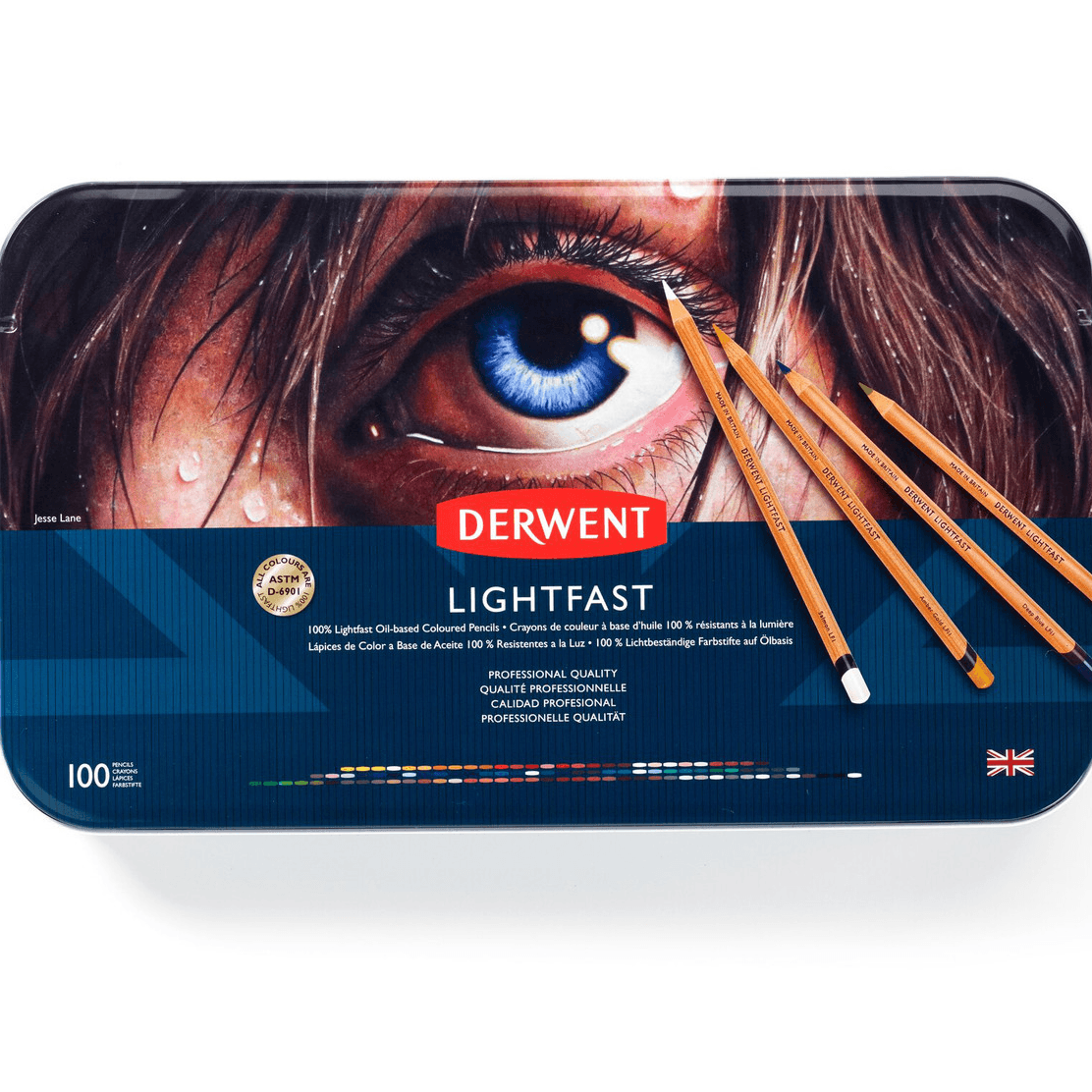 100 Derwent Lightfast Coloured Pencils Professional Tin Set + Paper Pad