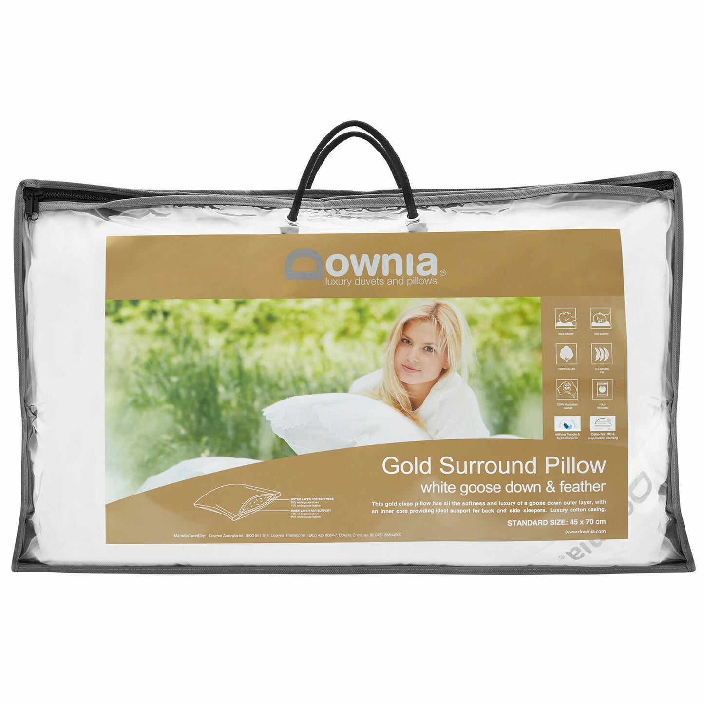 Downia Gold Goose Down & Feather Surround Pillow