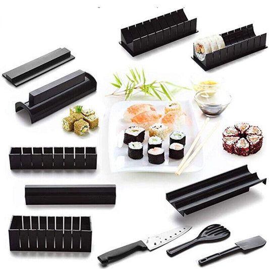 11Pcs Sushi Maker Equipment Kit Japanese Rice Ball Cake Roll Mold Sushi Mould