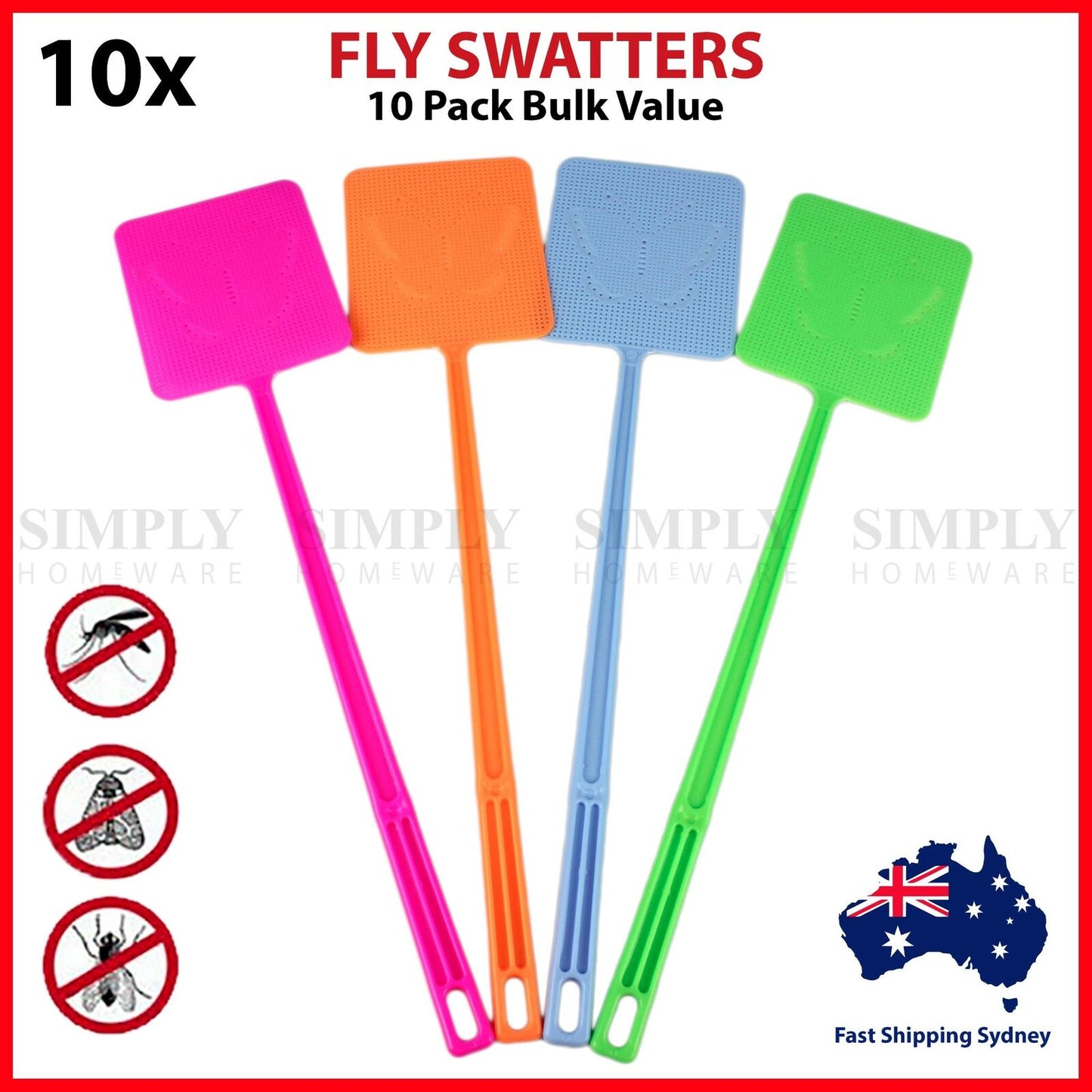 10x Fly Swatter Swat Bulk Insect Killer Bug Mosquito Cockroach Cockroaches