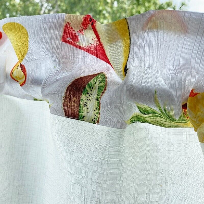 3 Piece Kitchen Cafe Curtain Fruit Print/Embroidered Kitchen Window Curtain Set