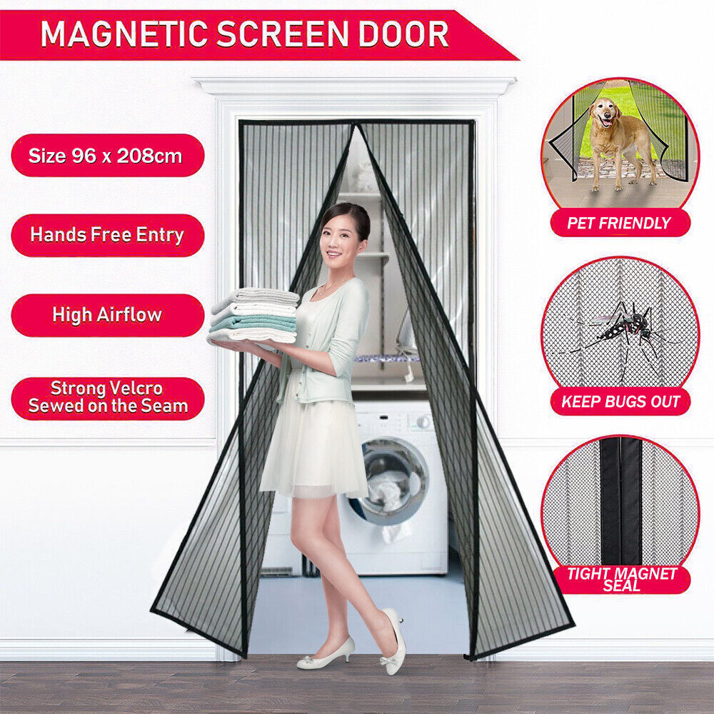 2x Mesh Magnetic Fly Screen Mosquito Bug Door Curtain  Hands Free