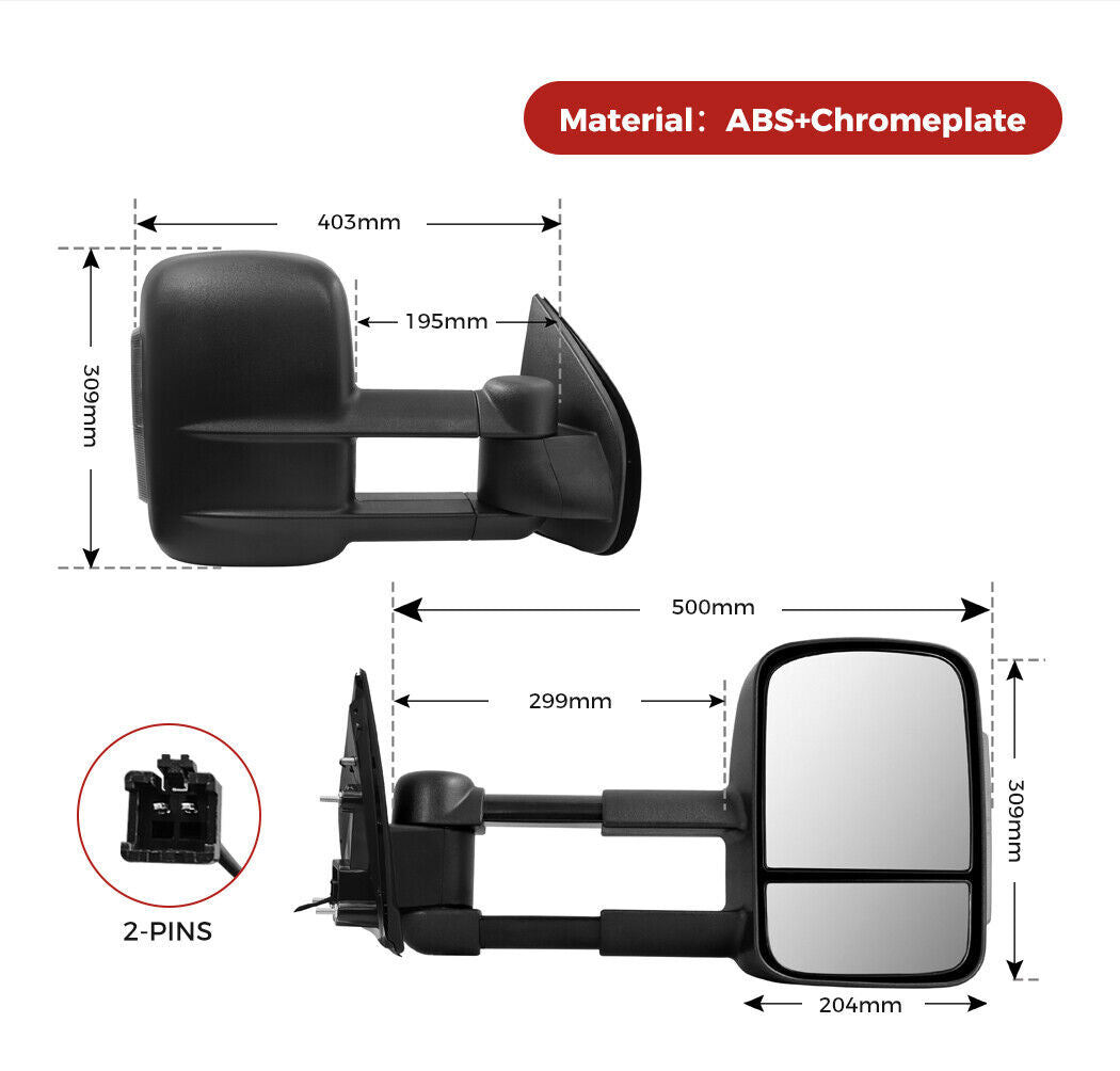 Galvan 2x Extendable Towing Mirrors Pair for Holden Colorado RG MY2013-MY2020