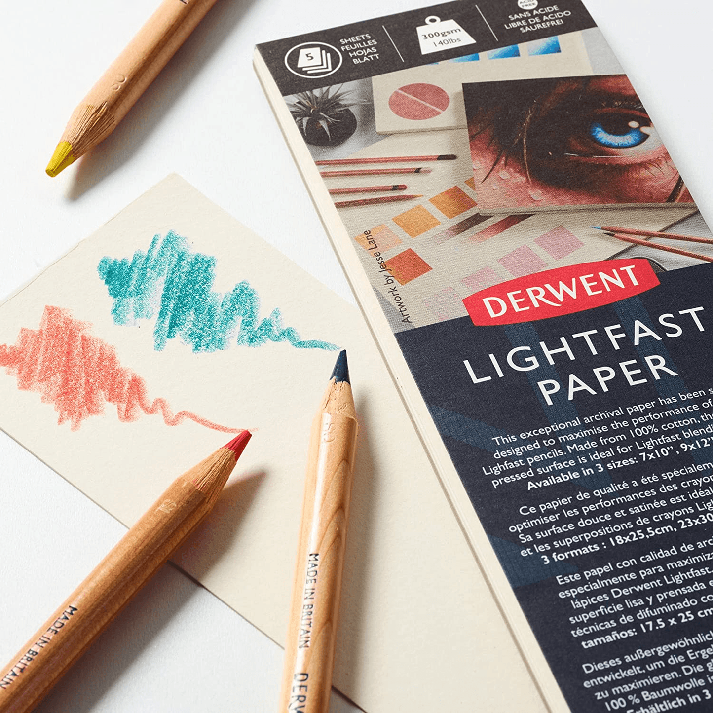 100 Derwent Lightfast Coloured Pencils Professional Tin Set + Paper Pad