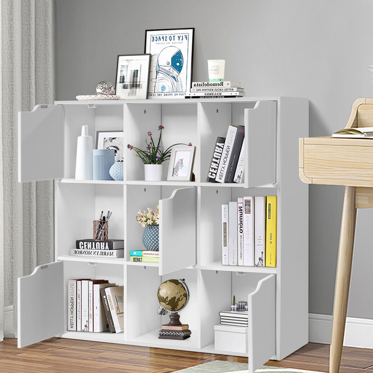 Giantex Bookcase 9-Cube Storage Cabinet Organiser Display Shelf Bookshelf White